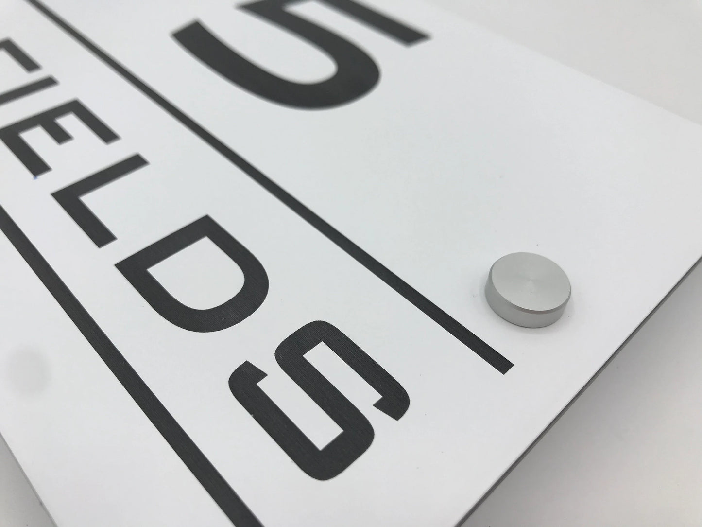 House sign - Acrylic Laminate - Black lettering on white background