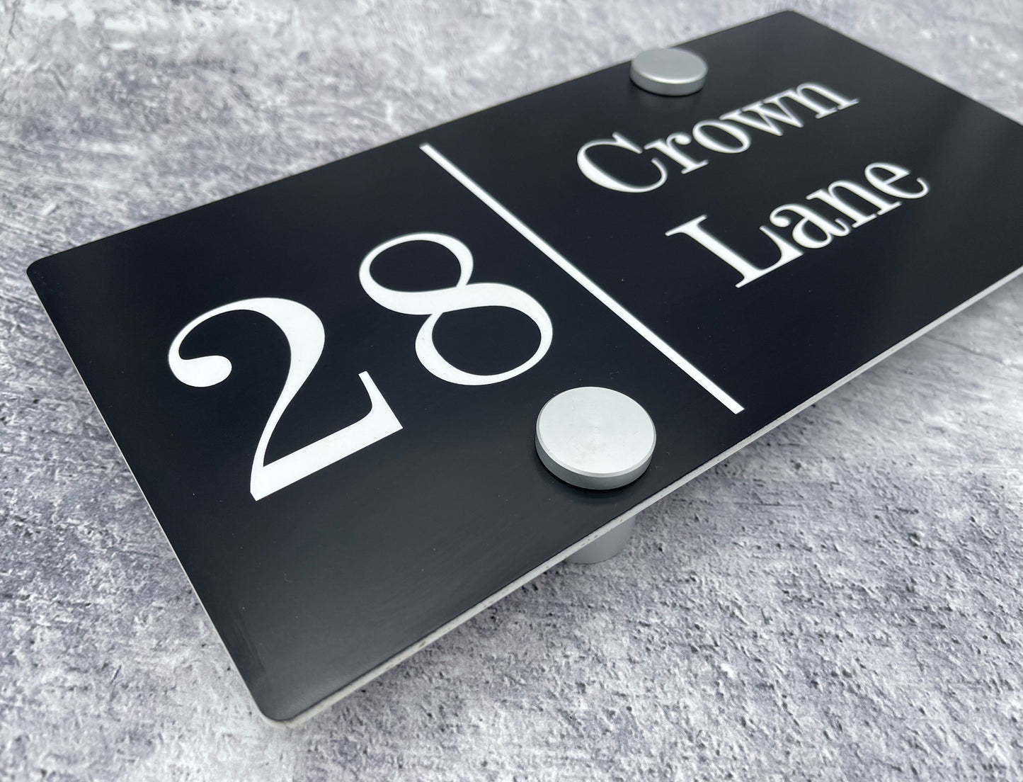 House sign - Acrylic Laminate - Black lettering on white background