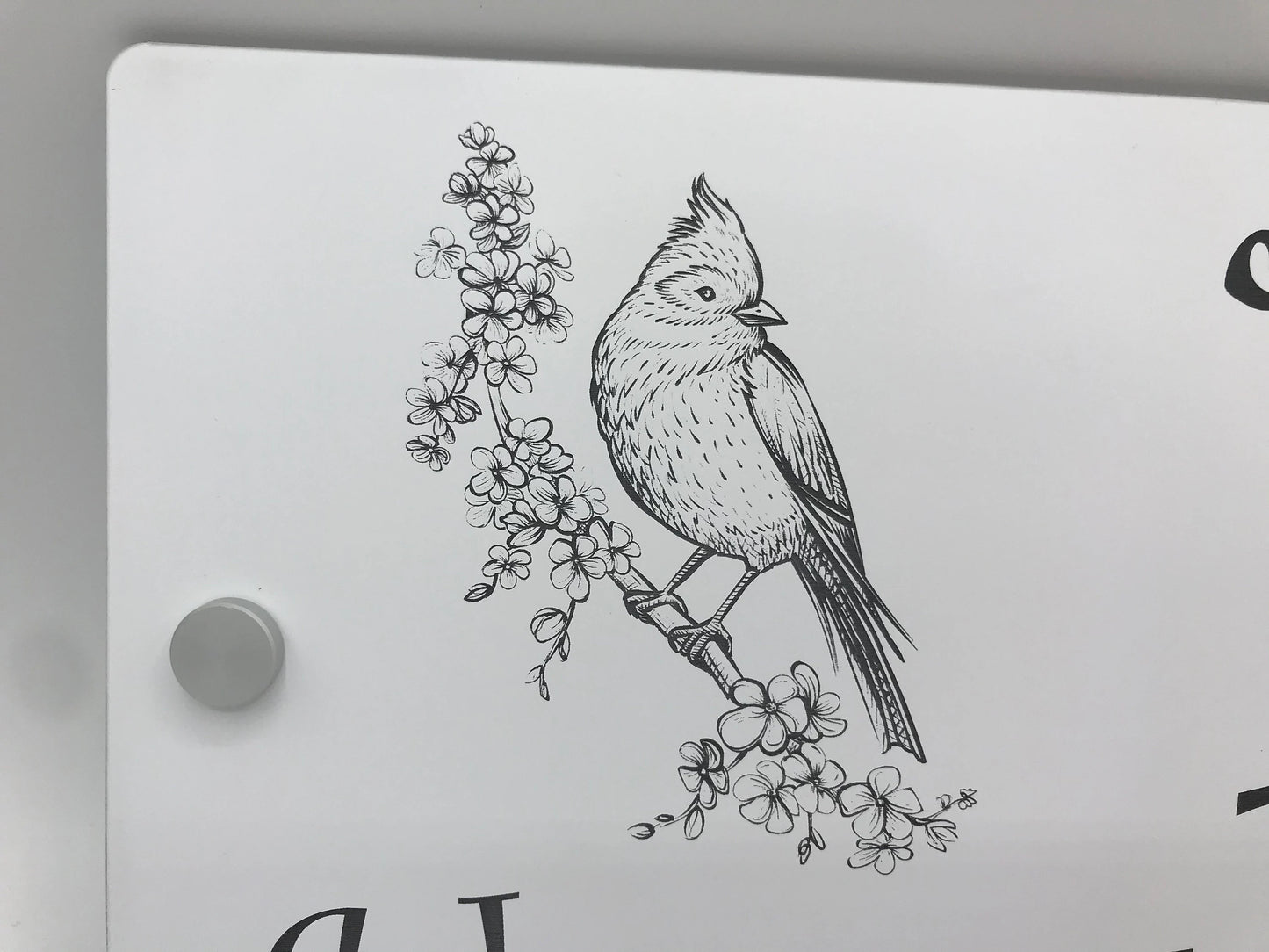 House Sign - Acrylic Laminate - Black lettering on white background