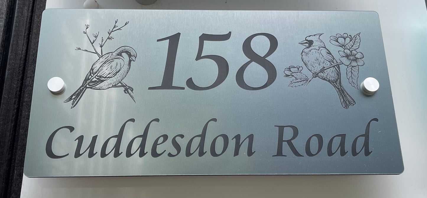 House Sign - Acrylic Laminate - Black lettering on white background