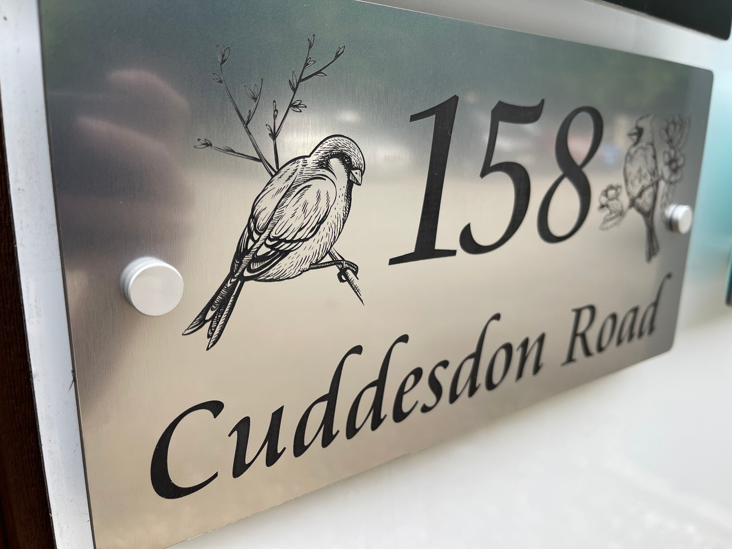House Sign - Acrylic Laminate - Black lettering on white background