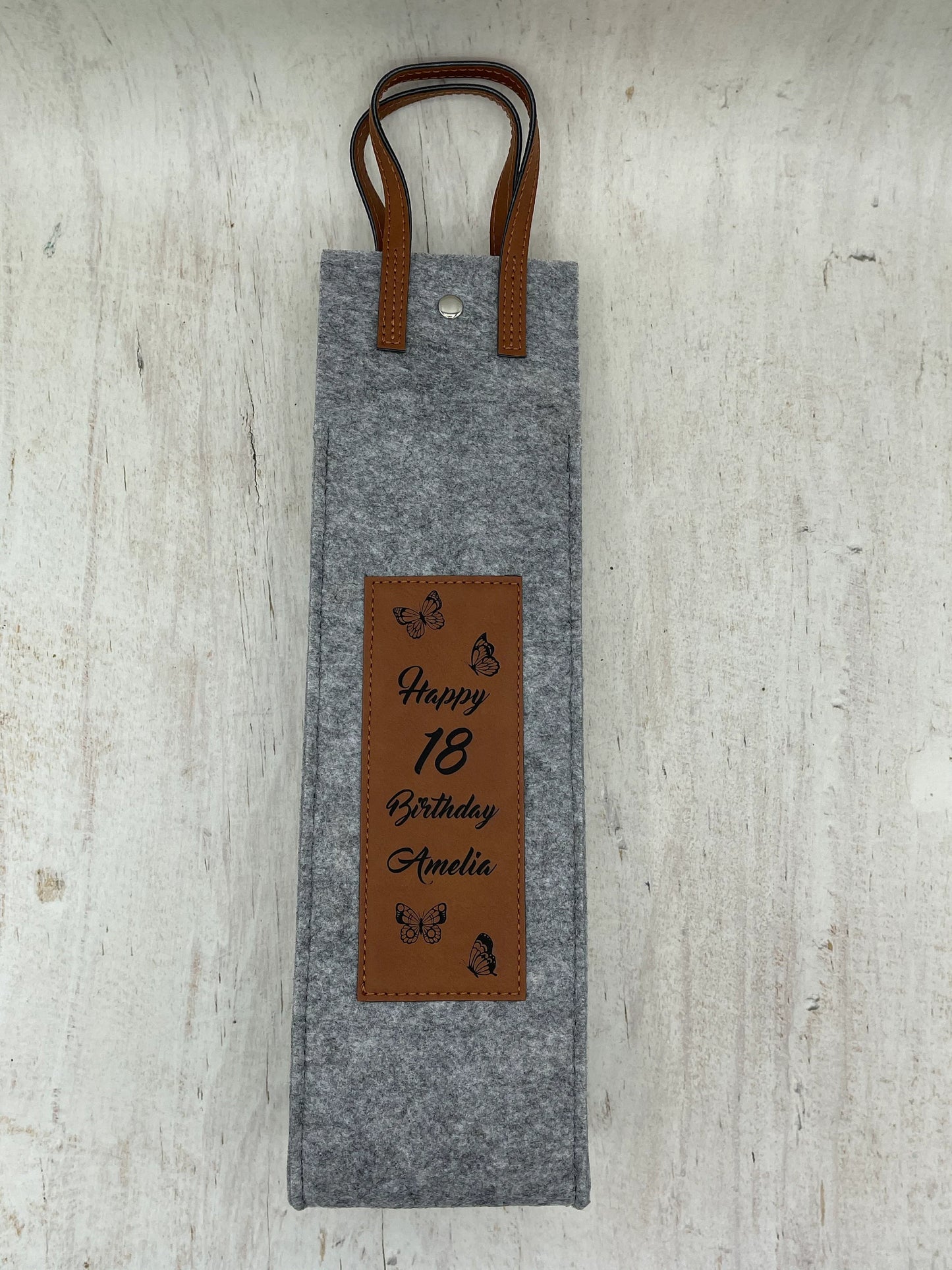 Personalised Butterflies Birthday,wedding or anniversary Flannel Wine Tote