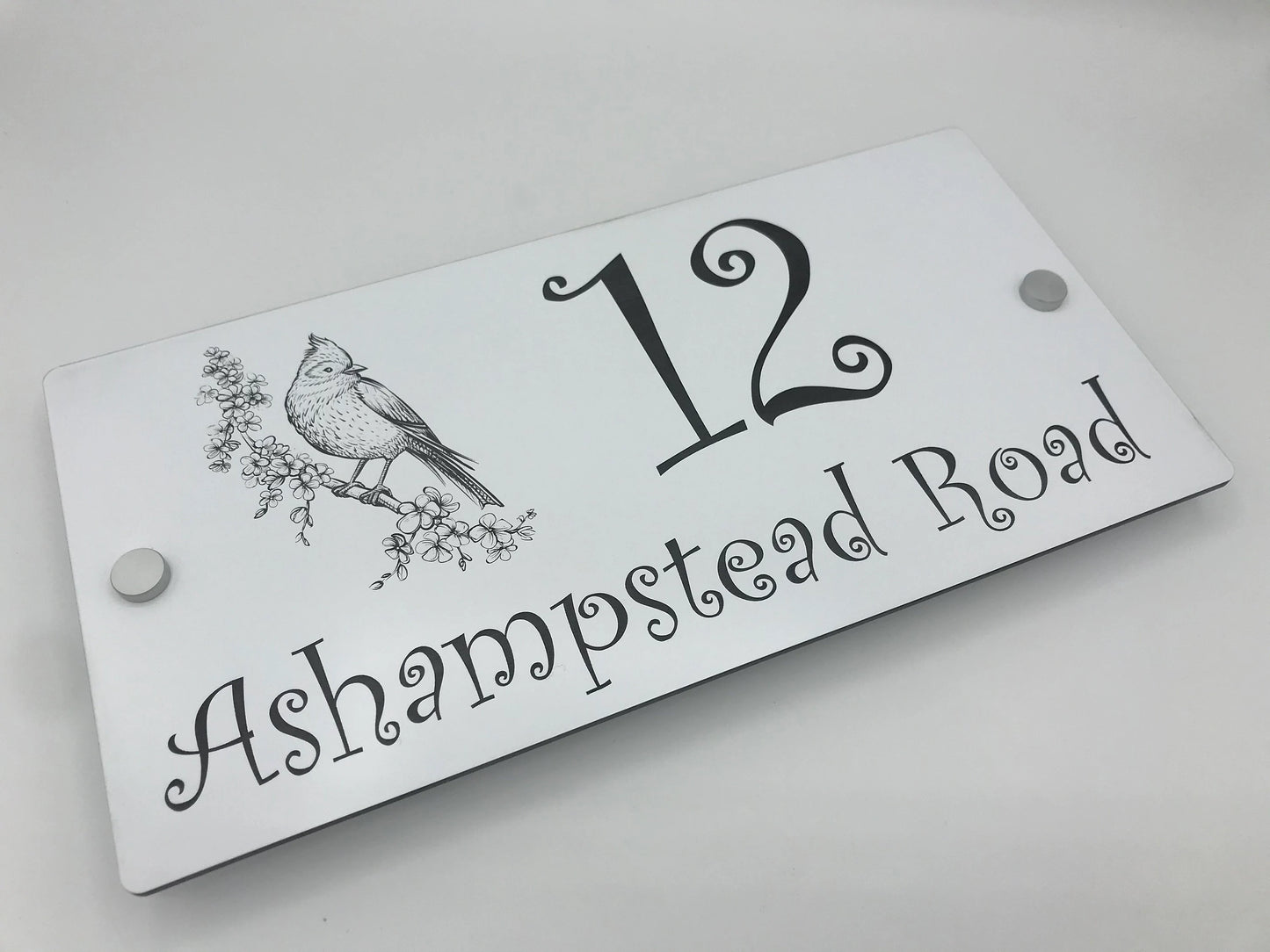 House Sign - Acrylic Laminate - Black lettering on white background