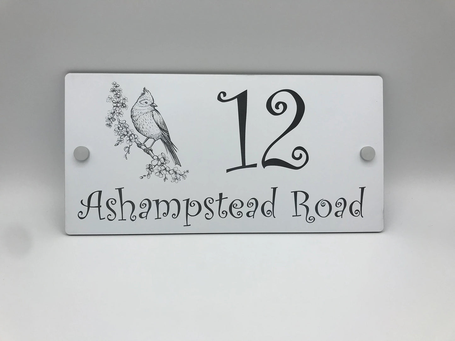 House Sign - Acrylic Laminate - Black lettering on white background