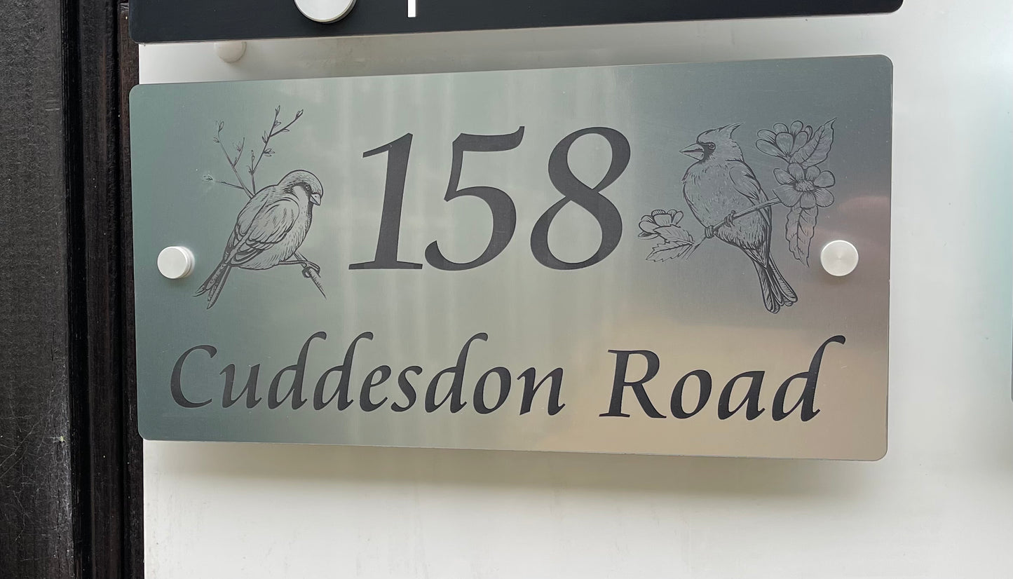 House Sign - Acrylic Laminate - Black lettering on white background