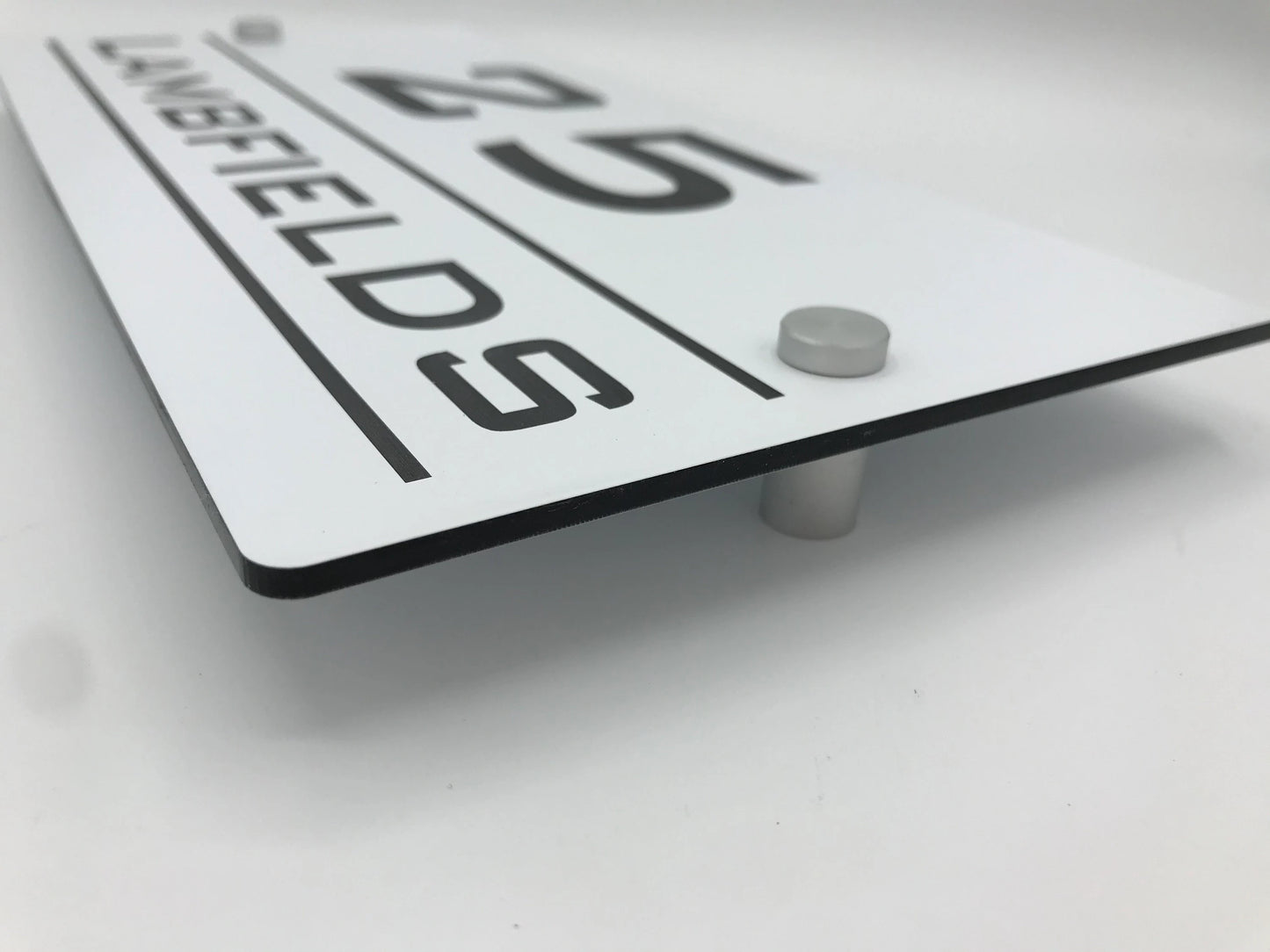 House sign - Acrylic Laminate - Black lettering on white background